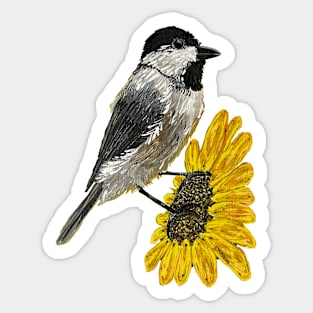 Summertime Sunflower With A Chickadee Sticker